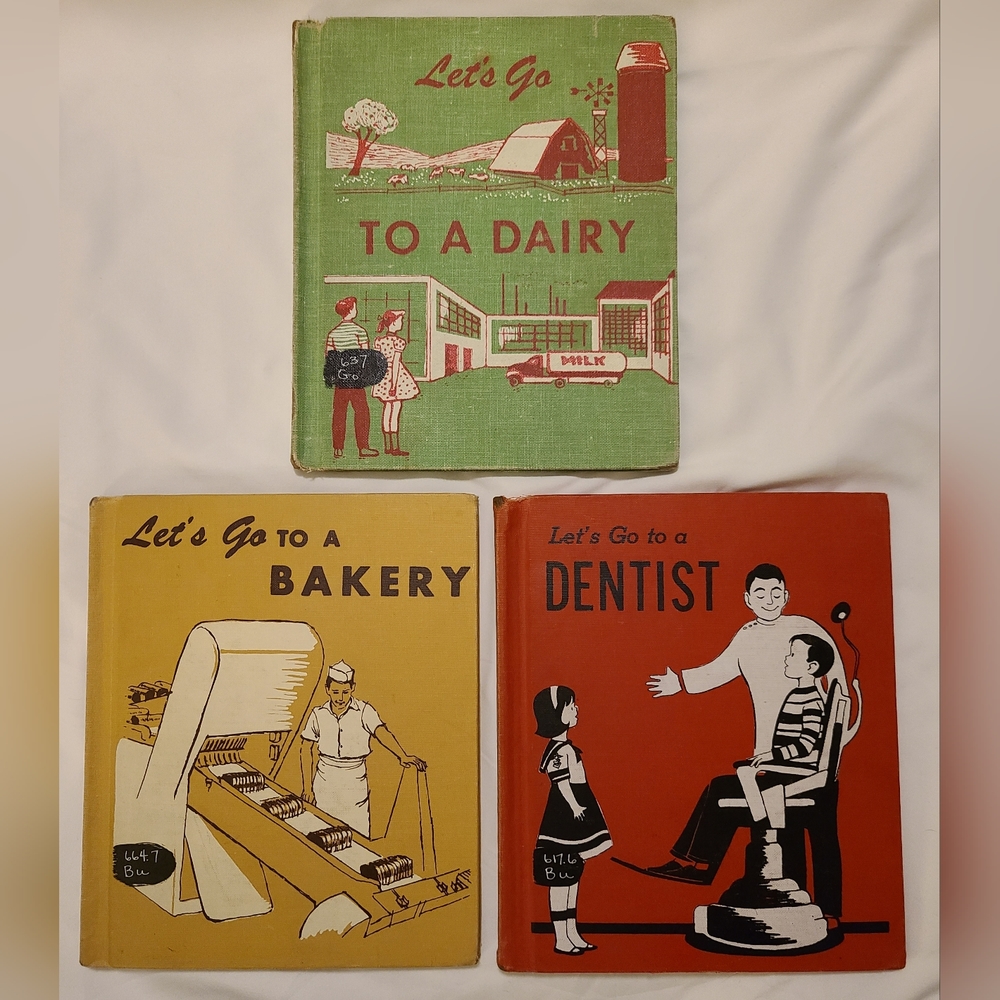 1950's Set of 3 'Let's Go to' Series Children's Books